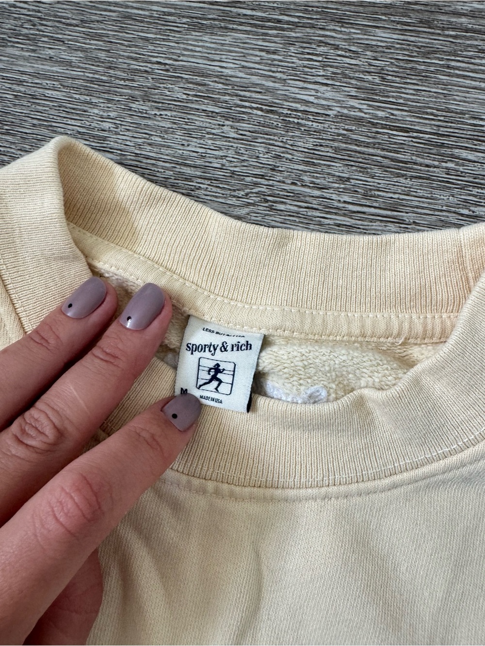 Sporty & Rich Be Nice Graphic Sweatshirt Cream Oversized Crewneck Size M - Picture 4 of 8